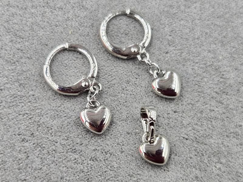 Комплект Xuping сережки 7*22 мм + кулон 7*12 мм родій