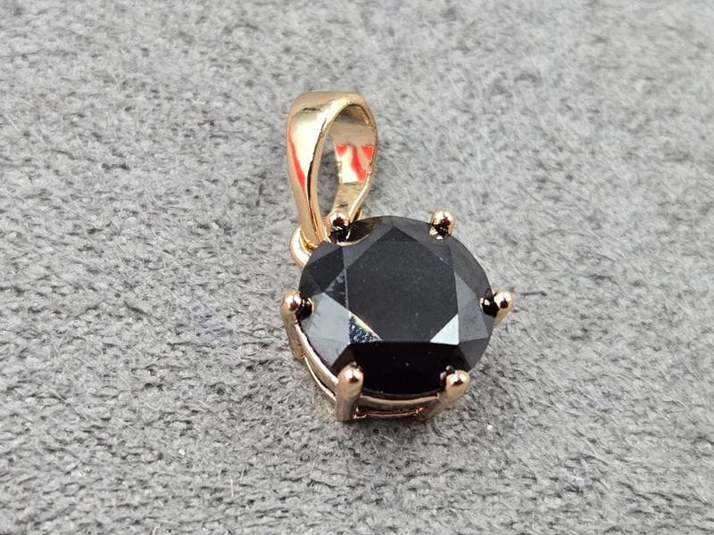 Кулон Xuping з чорним стразом 8 мм висота 17 мм колір 18к