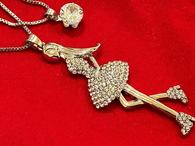 Кулон 2-ой 60 см+70 см цвет серебро